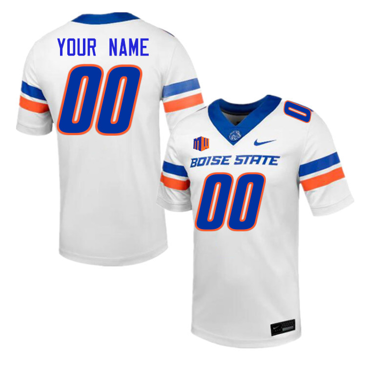 Custom Boise State Broncos Name And Number Football Jersey-White